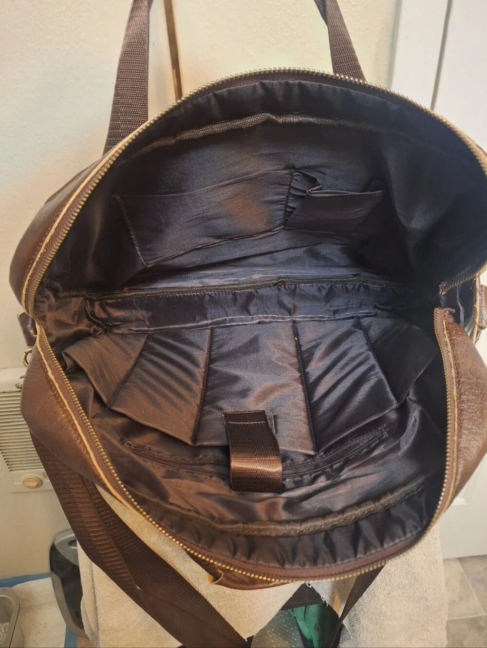 FLAWED POLO VIDENG Leather Briefcase Laptop Bag